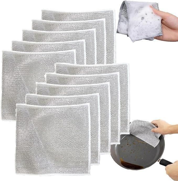 Multipurpose Wire Dishwashing Rags for Wet and Dry Pack of 10 - amazino