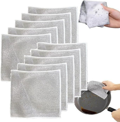 Multipurpose Wire Dishwashing Rags for Wet and Dry Pack of 10 - amazino
