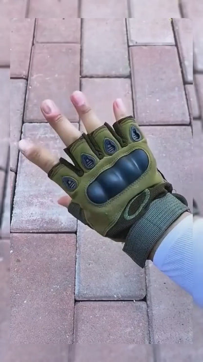 Non-Slip Half Finger Rubber Knuckle Motorcycle Gloves